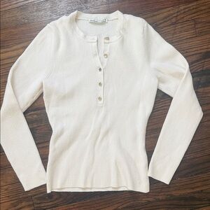 Abercrombie & Fitch Cream Buttoned Long Sleeve Top